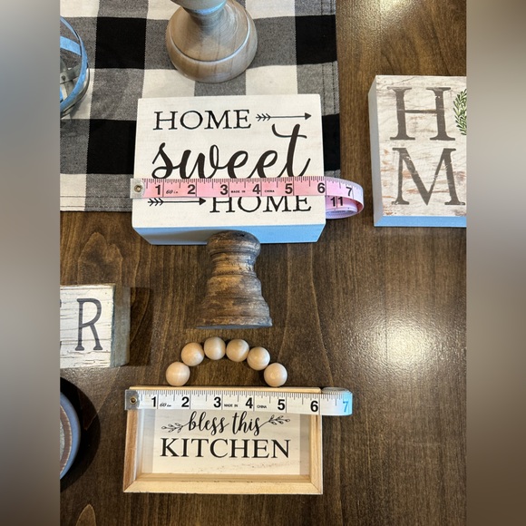 Farmhouse decor lot 11 pieces galvanized metal wood neutral tabletop wall decor - Picture 11 of 14